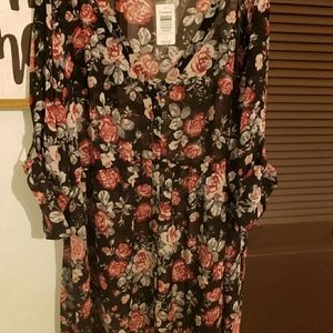 Torrid Floral Rose 4/4x Over top Dress see through